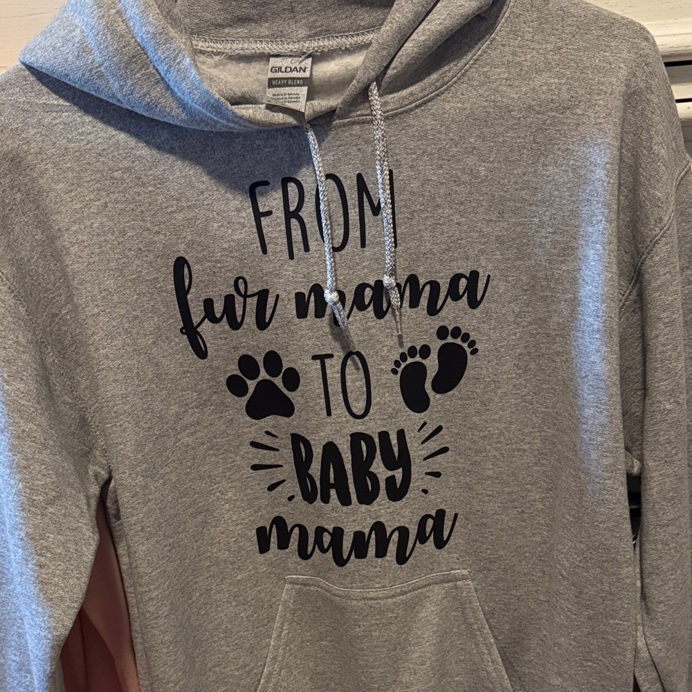 Gildan Gray Hoodie - From Fur Mama to Baby Mama